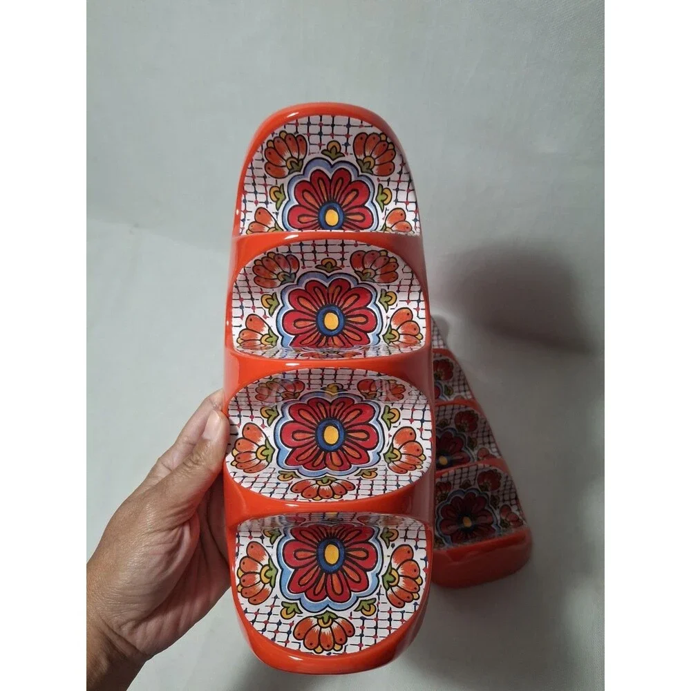 Panama Jack Home Melamine Taco Holders Red Floral Boho Chic